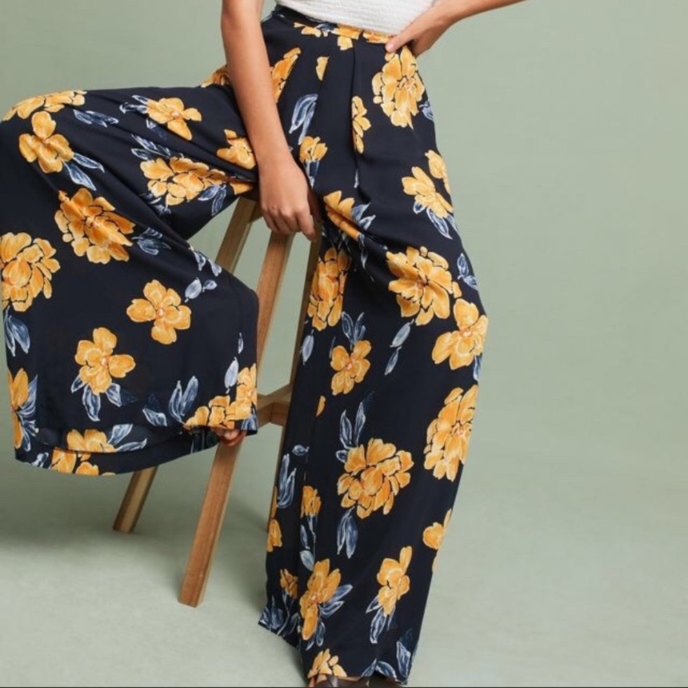 NWT Anthropologie Wide Leg Primrose floral pants by Paper Crown BRAND NEW 10